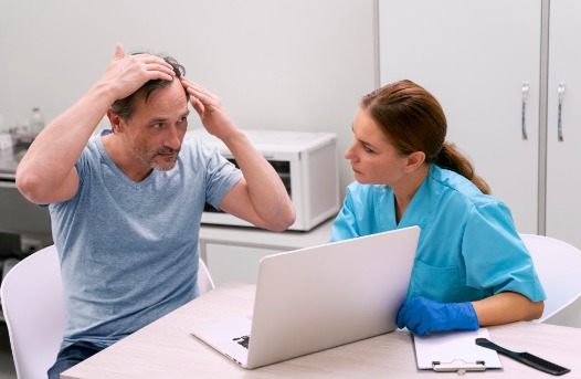Medico atendiendo empleado para su examen preocupacional